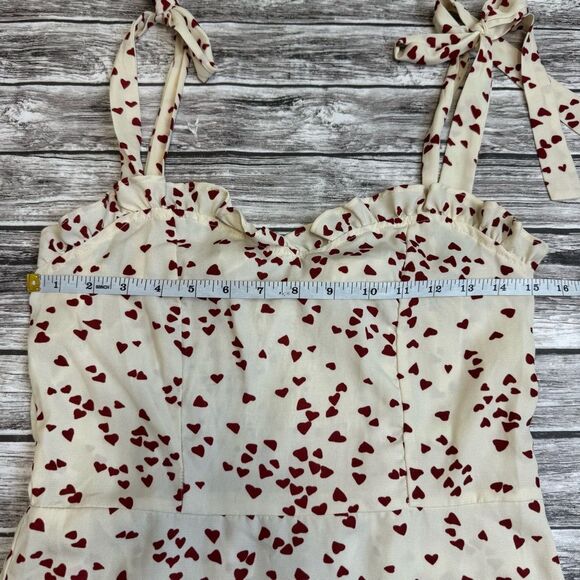 Unbranded Women's Sleeveless Sweetheart Heart Dress Cream Red S SM Small Ruffles - Picture 8 of 13